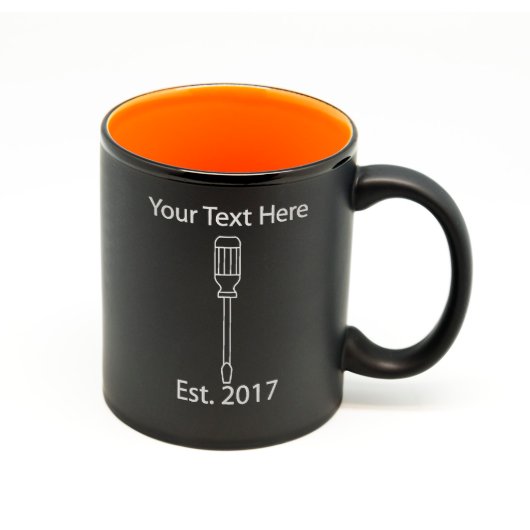 Custom Matte Black & Color Mechanic Mug (Front)