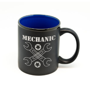 Custom Matte Black & Color Mechanic Mug