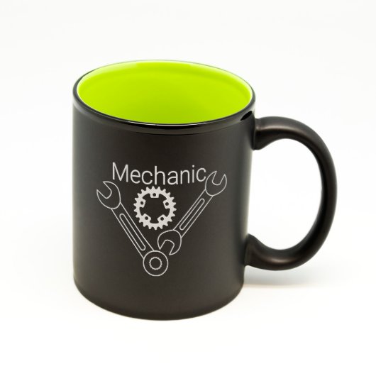 Custom Matte Black & Color Mechanic Wrench Mug (Front)