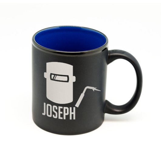 Custom Matte Black & Color Welder Mug (Front)