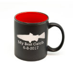 Custom Matte Black & Red Anniversary Mug<br><div class="desc">High quality matte black exterior,  glossy rim,  with colorful interior mug. Customize with your custom text to make it personal. This item was designed with a couple or wedding in mind.</div>