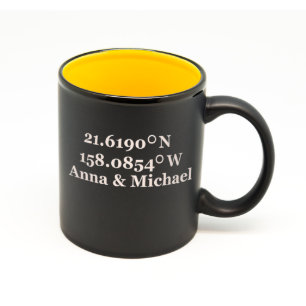 Custom Matte Black & Yellow GPS Mug