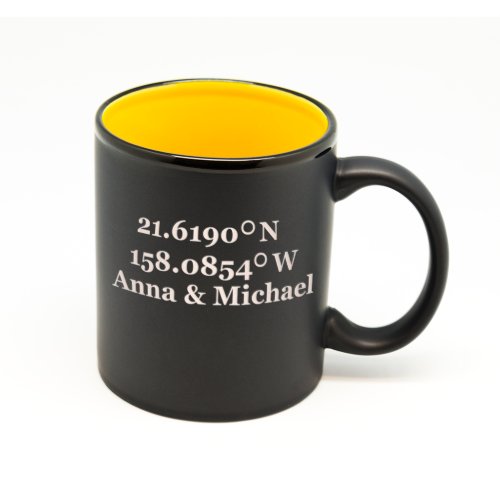 Custom Matte Black  Yellow GPS Mug