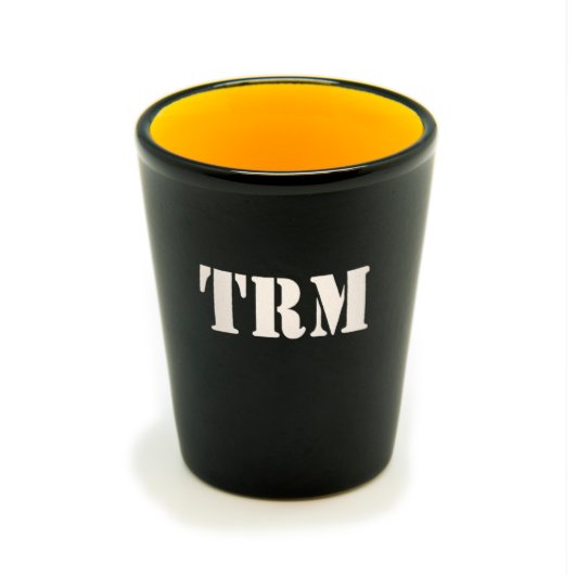 Custom Matte Black/Yellow Monogram Shot Glass (Front)