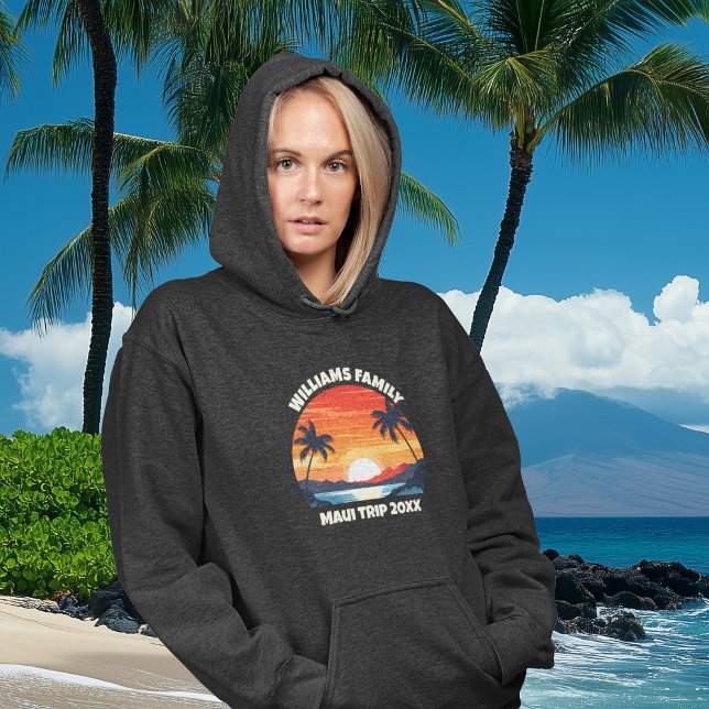 Custom Maui Trip Cool Sunrise Palm Tree Women's Hoodie (Creator Uploaded)