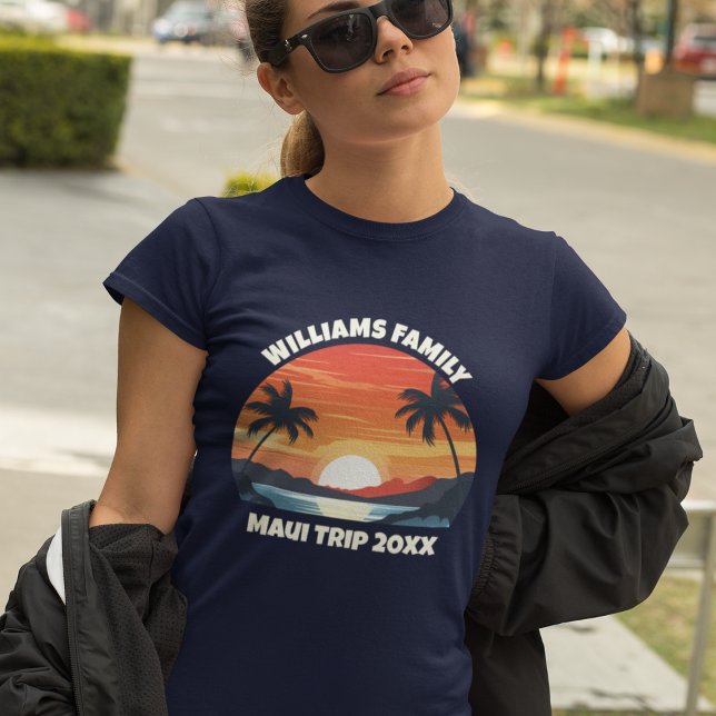 Custom Maui Trip Cool Sunrise Palm Tree Women's T-Shirt (Creator Uploaded)