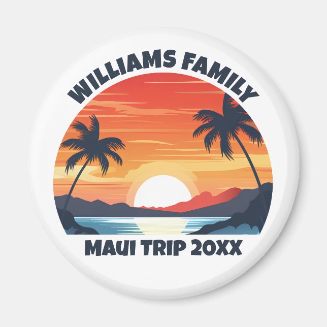 Custom Maui Trip Cool Sunrise Palm Trees Magnet (Front)