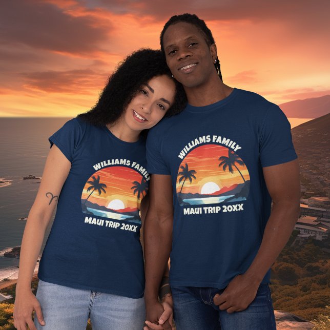 Custom Maui Trip Cool Sunrise Palm Trees T-Shirt (Creator Uploaded)