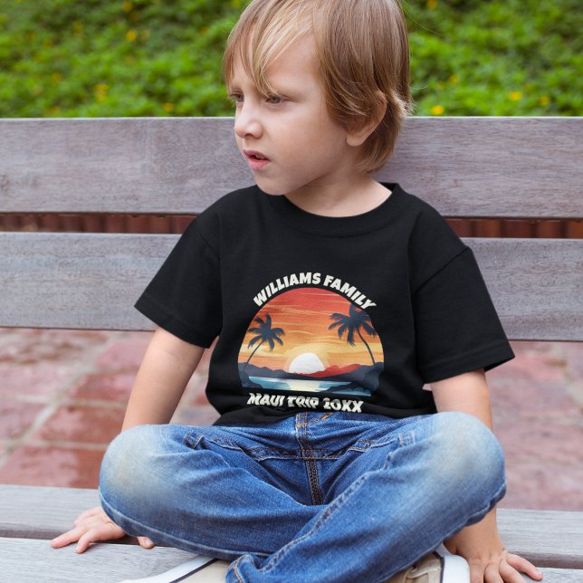 Custom Maui Trip Cool Sunrise Palm Trees Toddler T-shirt (Creator Uploaded)