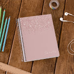 Custom Mauve Blush Pink Dusty Rose Gold Glitter Notebook at Zazzle