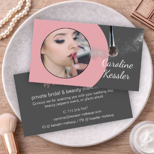 Custom Mauve Taupe Blush Pink Makeup Artist Business Card