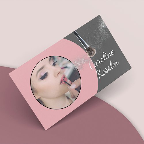 Custom Mauve Taupe Blush Pink Makeup Artist Business Card