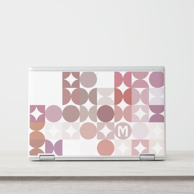 Custom Mauve Taupe Blush Pink Retro Art Pattern HP Laptop Skin (Front)