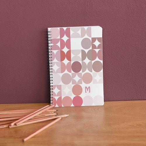 Custom Mauve Taupe Blush Pink Retro Art Pattern Notebook