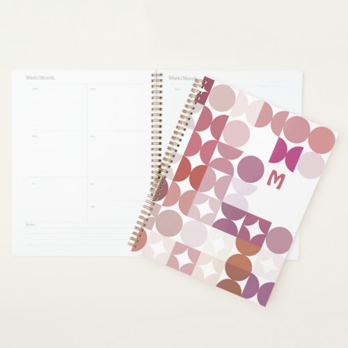 Custom Mauve Taupe Blush Pink Retro Art Pattern Planner