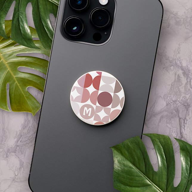 Custom Mauve Taupe Blush Pink Retro Art Pattern PopSocket (Creator Uploaded)