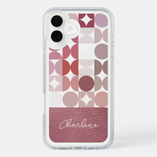 Custom Mauve Taupe Blush Pink Retro Art Pattern iPhone 16 Plus Case