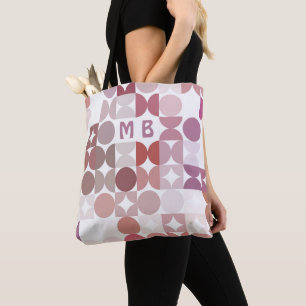 Custom Mauve Taupe Blush Pink Retro Art Pattern Tote Bag