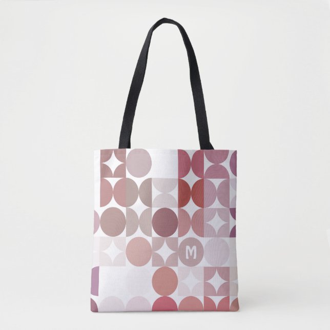 Custom Mauve Taupe Blush Pink Retro Art Pattern Tote Bag (Front)