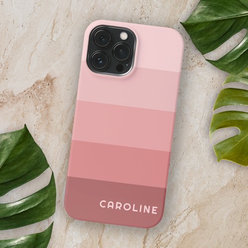 Custom Mauve Taupe Peach Blush Pink Stripes iPhone 15 Pro Max Case