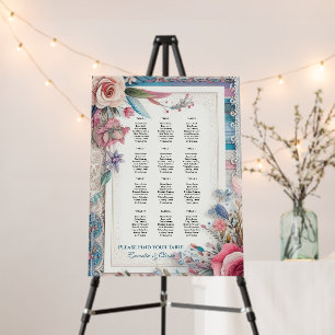 Custom Maximalist Seating Chart Vintage Floral Foam Board