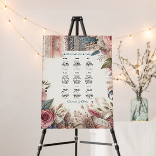 Custom Maximalist Seating Chart Vintage Floral Foam Board