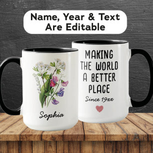 Custom May Birth Flower - Personalized Name Mug