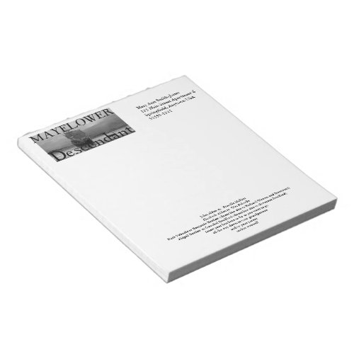 Custom Mayflower Ancestors line Notepad