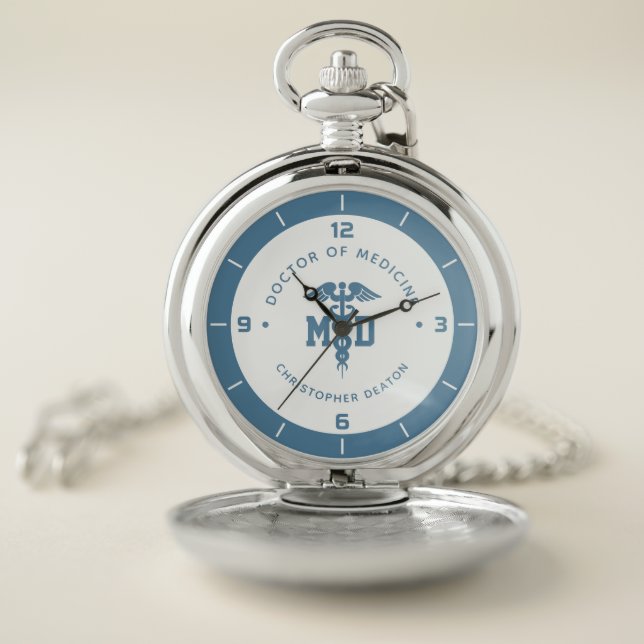 Custom MD Doctor of Medicine Doctor Graduation Pocket Watch (Inside)