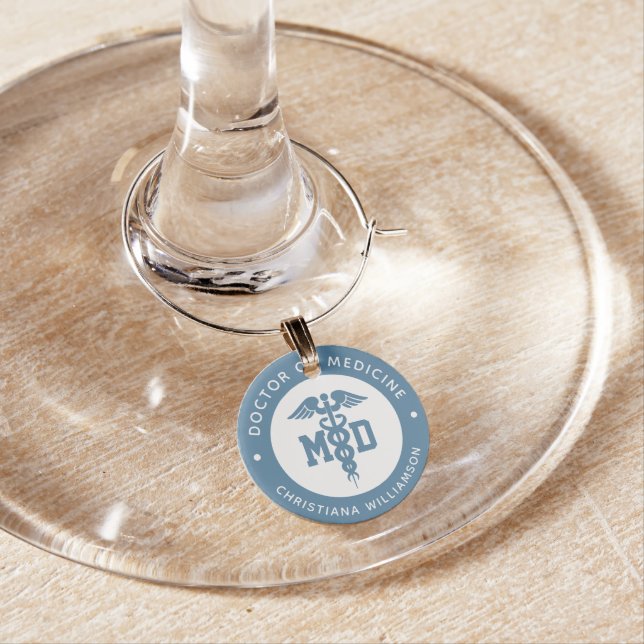 Custom MD Doctor of Medicine Doctor Graduation  Wine Charm (In Situ)