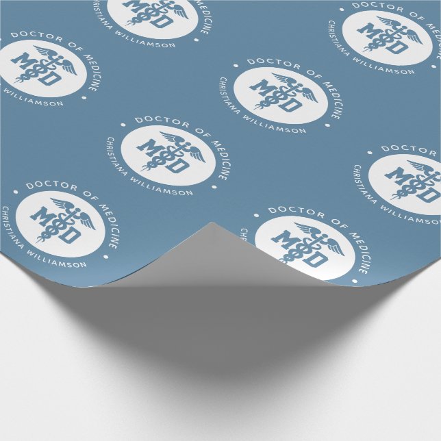 Custom MD Doctor of Medicine Doctor Graduation Wrapping Paper (Corner)
