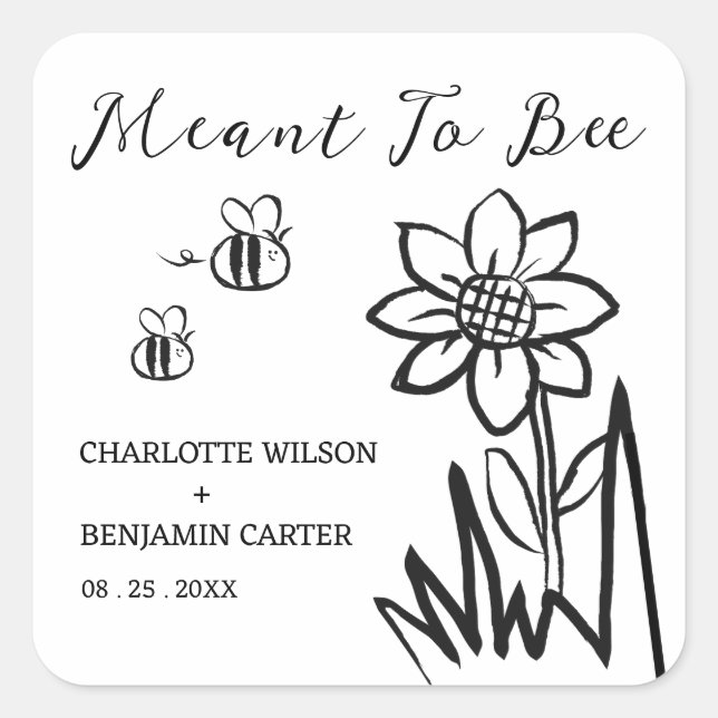 Custom Meant To Bee Wedding Envelope & Favor  Square Sticker (Front)