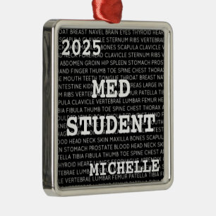 Custom Med Student Medical Terminology Christmas Metal Ornament