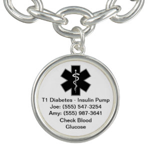 Custom Medical Alert Bracelet Black