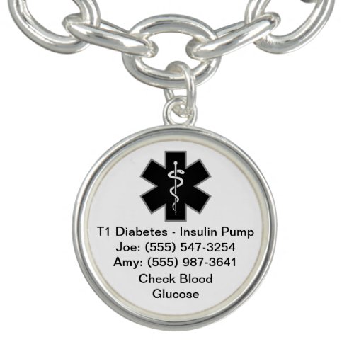 Custom Medical Alert Bracelet Black