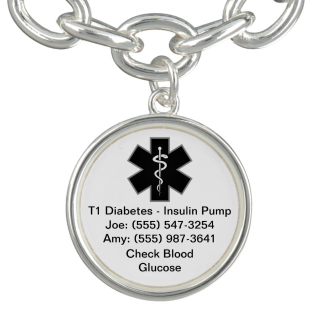 Custom Medical Alert Bracelet Black (Design)