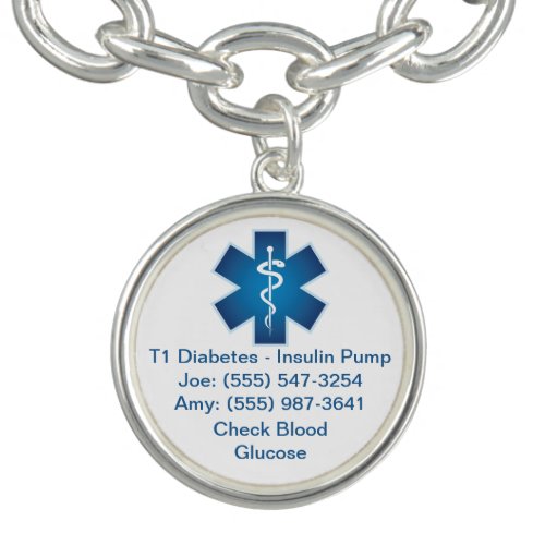 Custom Medical Alert Bracelet Blue