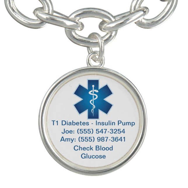 Custom Medical Alert Bracelet Blue (Design)