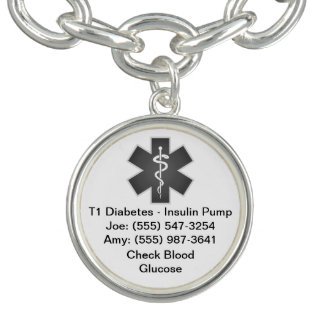 Custom Medical Alert Bracelet Gray