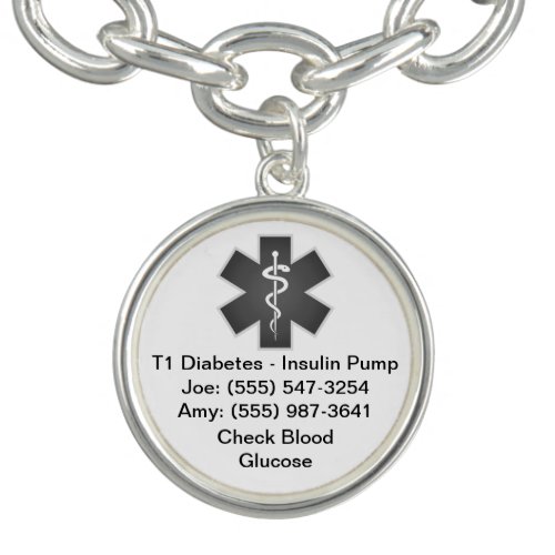 Custom Medical Alert Bracelet Gray