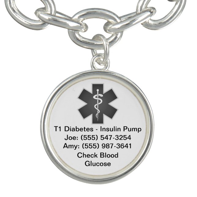 Custom Medical Alert Bracelet Gray (Design)
