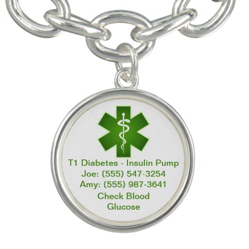 Custom Medical Alert Bracelet Green