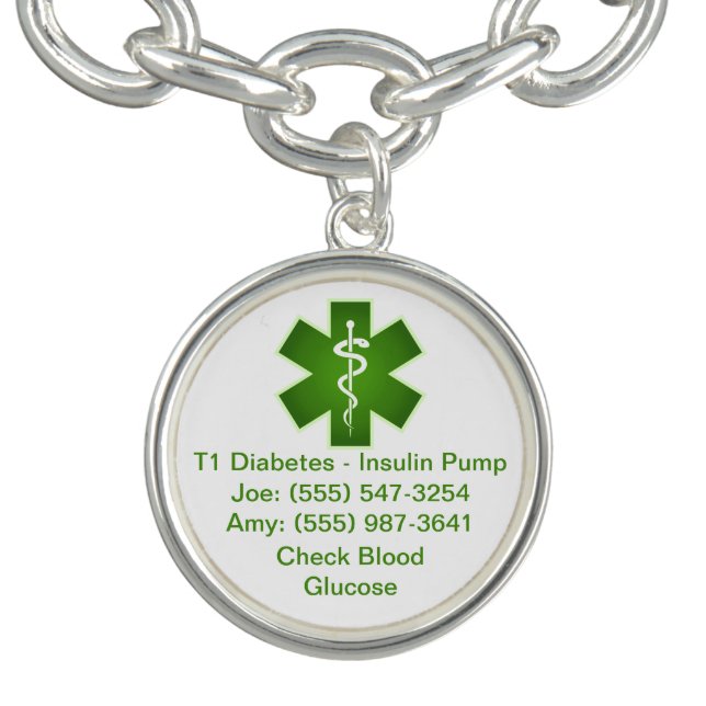 Custom Medical Alert Bracelet Green (Design)