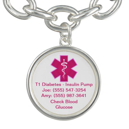 Custom Medical Alert Bracelet Pink