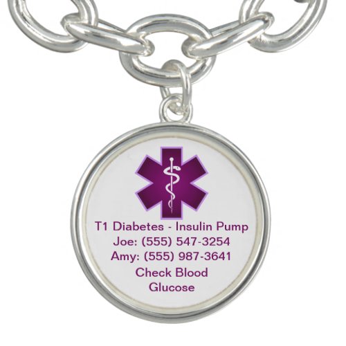 Custom Medical Alert Bracelet Purple