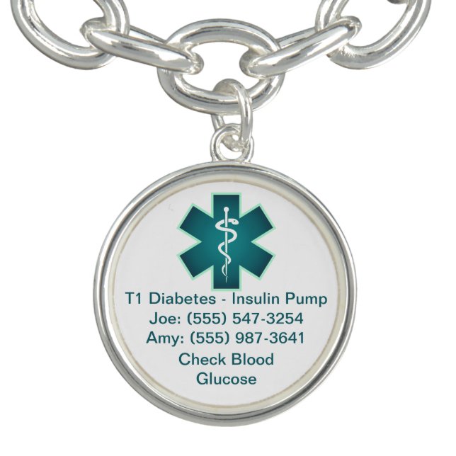 Custom Medical Alert Bracelet Teal (Design)