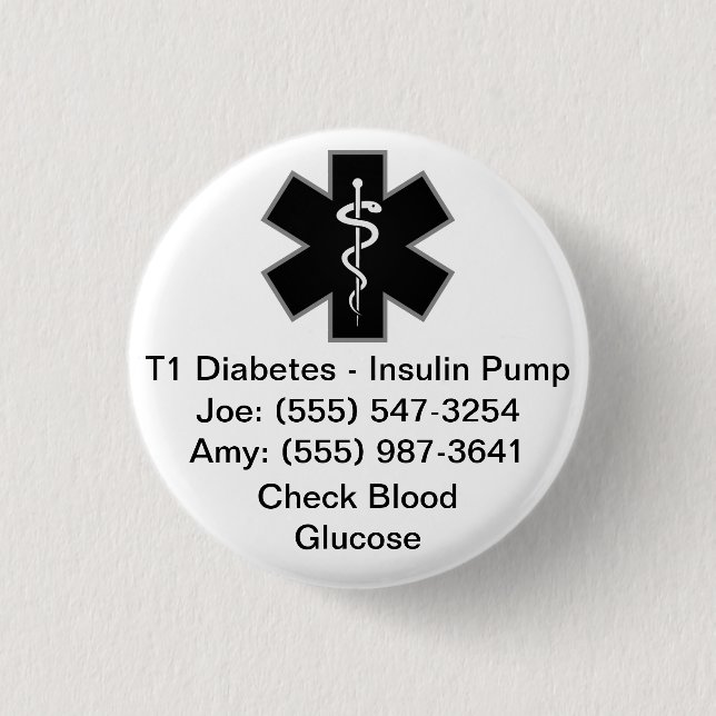 Custom Medical Alert Button Black (Front)