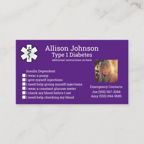 Custom Medical Alert Card Emergency Contacts