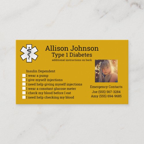 Custom Medical Alert Card Emergency Contacts