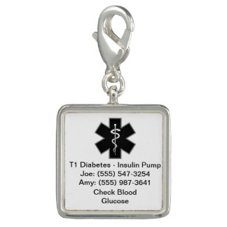 Custom Medical Alert Charm Black